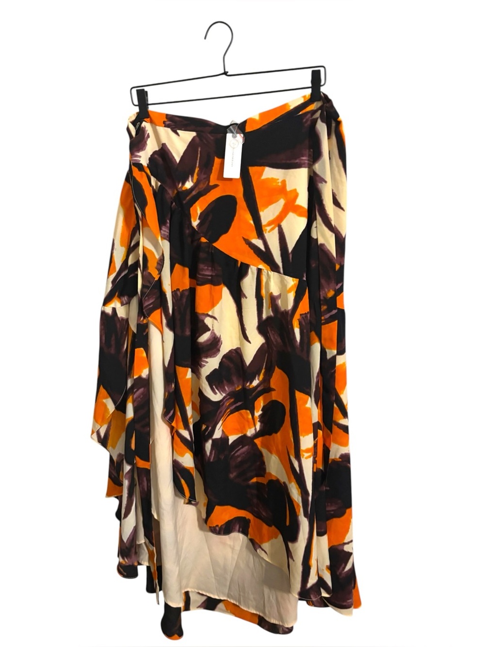 Anthropologie Hutch Orange Brown Wrap Midi Skirt NWT